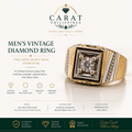 Men’s Vintage Natural Diamond Signet Ring | 14K Two-Tone Gold