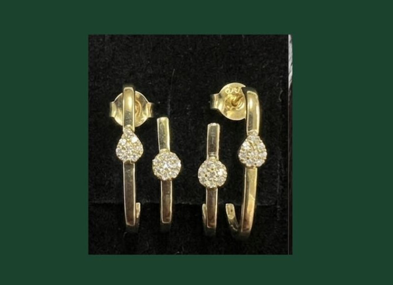 0.21 CTW Natural Diamond Pear & Round Hoop Earrings in 14K Yellow Gold