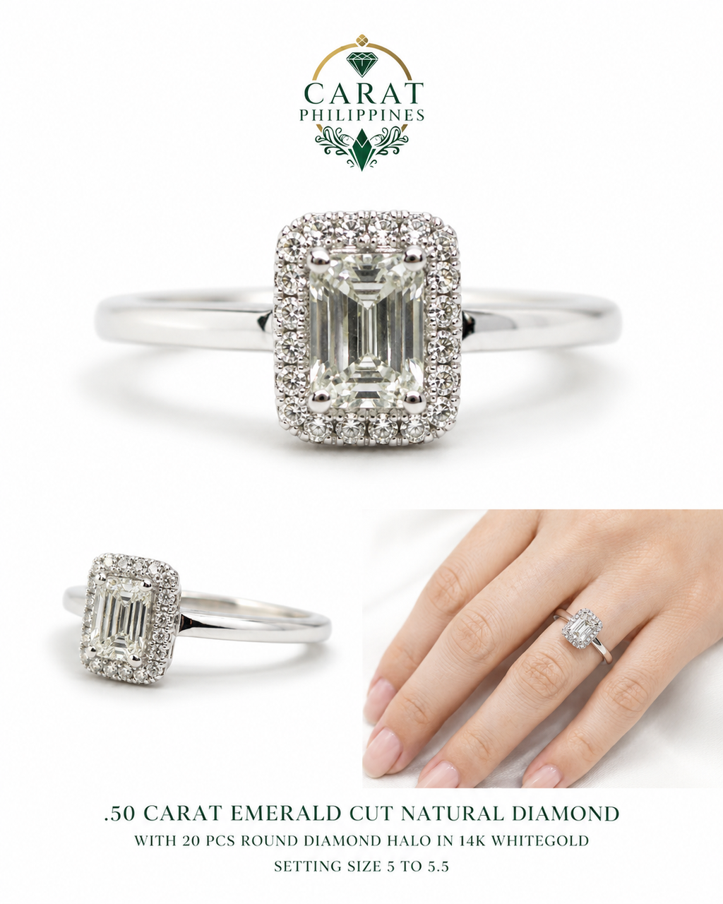 0.50 Carat Emerald Cut Natural Diamond Ring