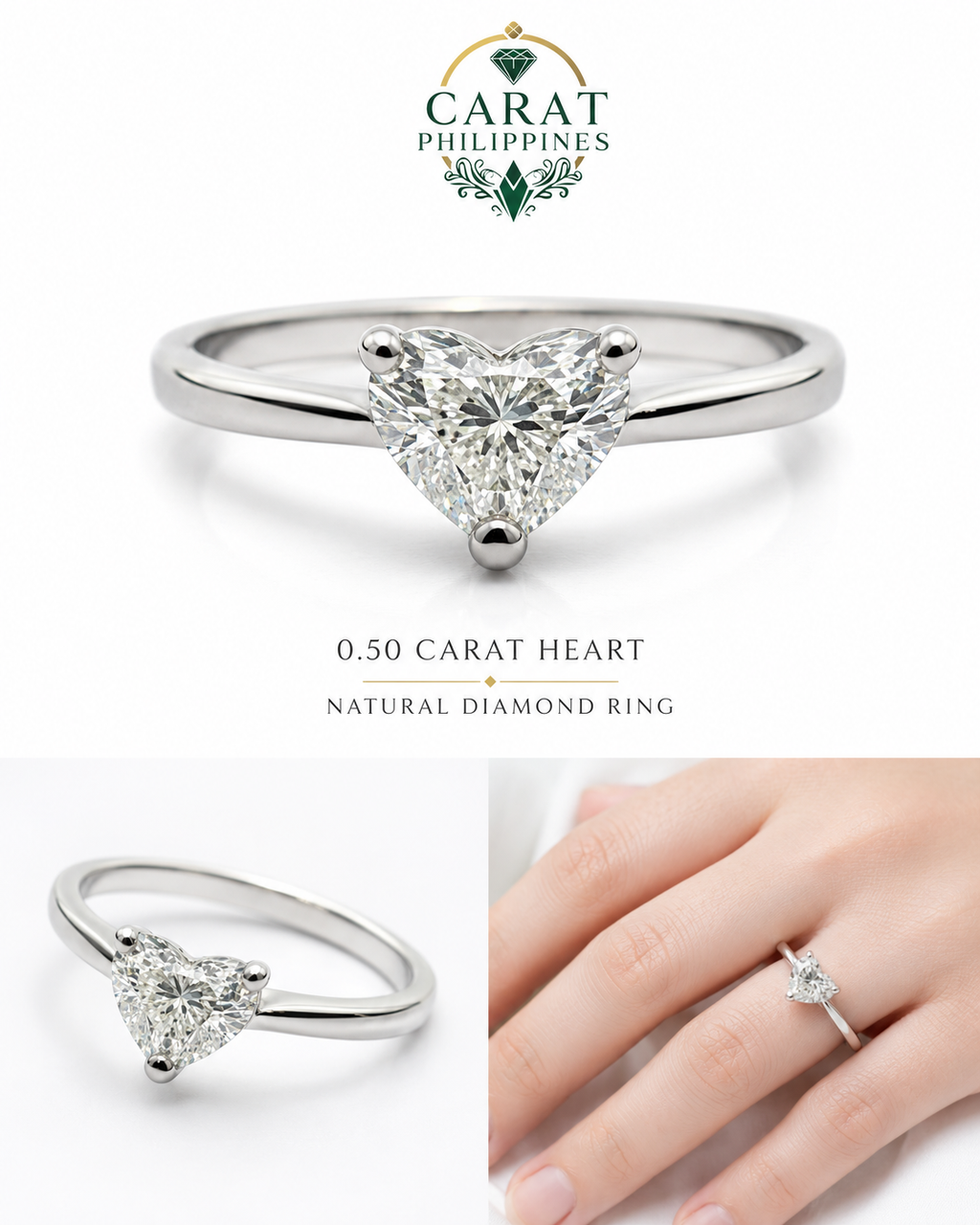 The Heart Diamond Solitaire Ring in White Gold
