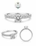 GIA Certified 0.40ct Round Diamond Ring with 0.36ct Full Eternity Pave Band in 18K White Gold