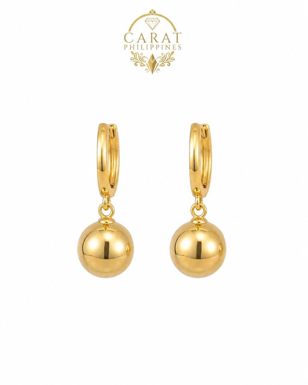 14K Yellow Gold Dangling Ball Earrings
