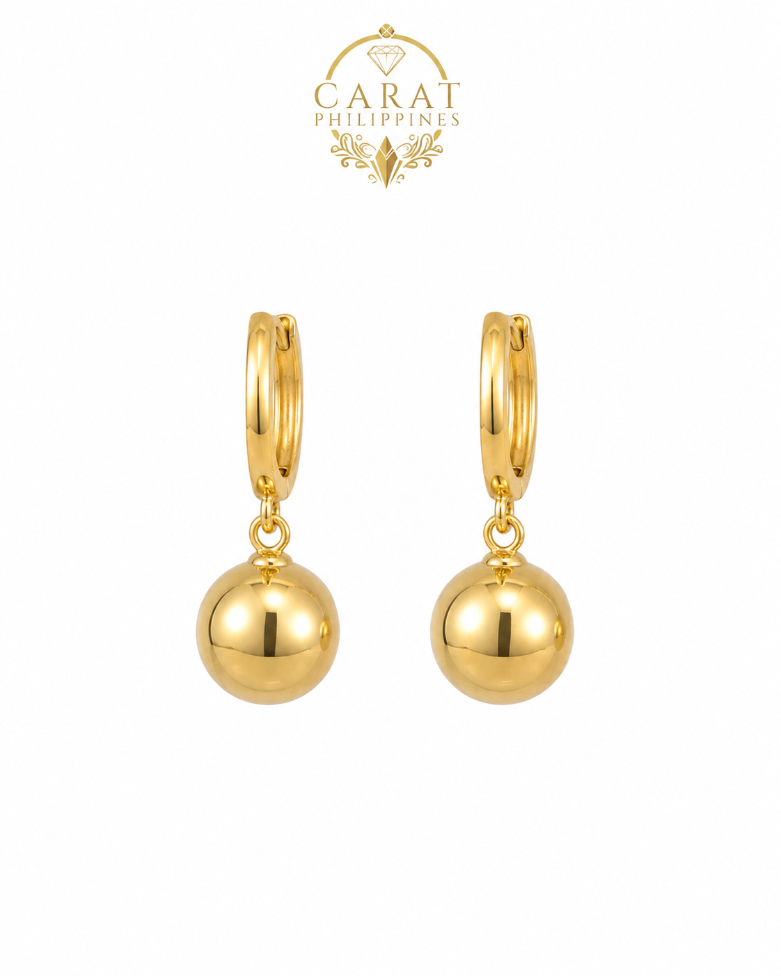14K Yellow Gold Dangling Ball Earrings