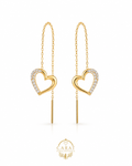 14K Yellow Gold 0.21ctw Diamond Heart Threader Earrings
