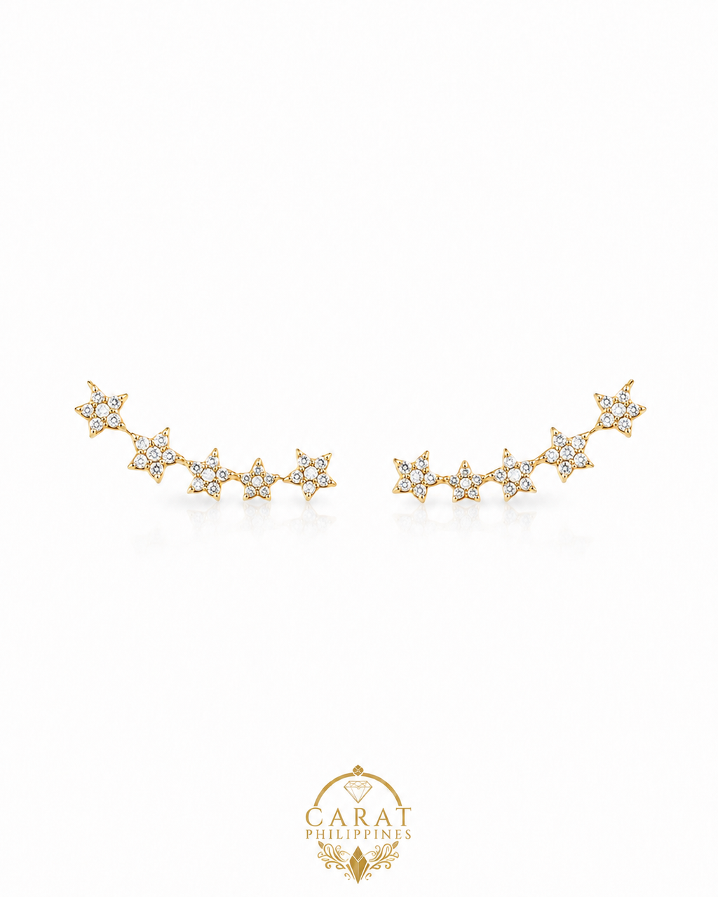 5-Star Diamond Ear Climbers in 14K Yellow Gold
