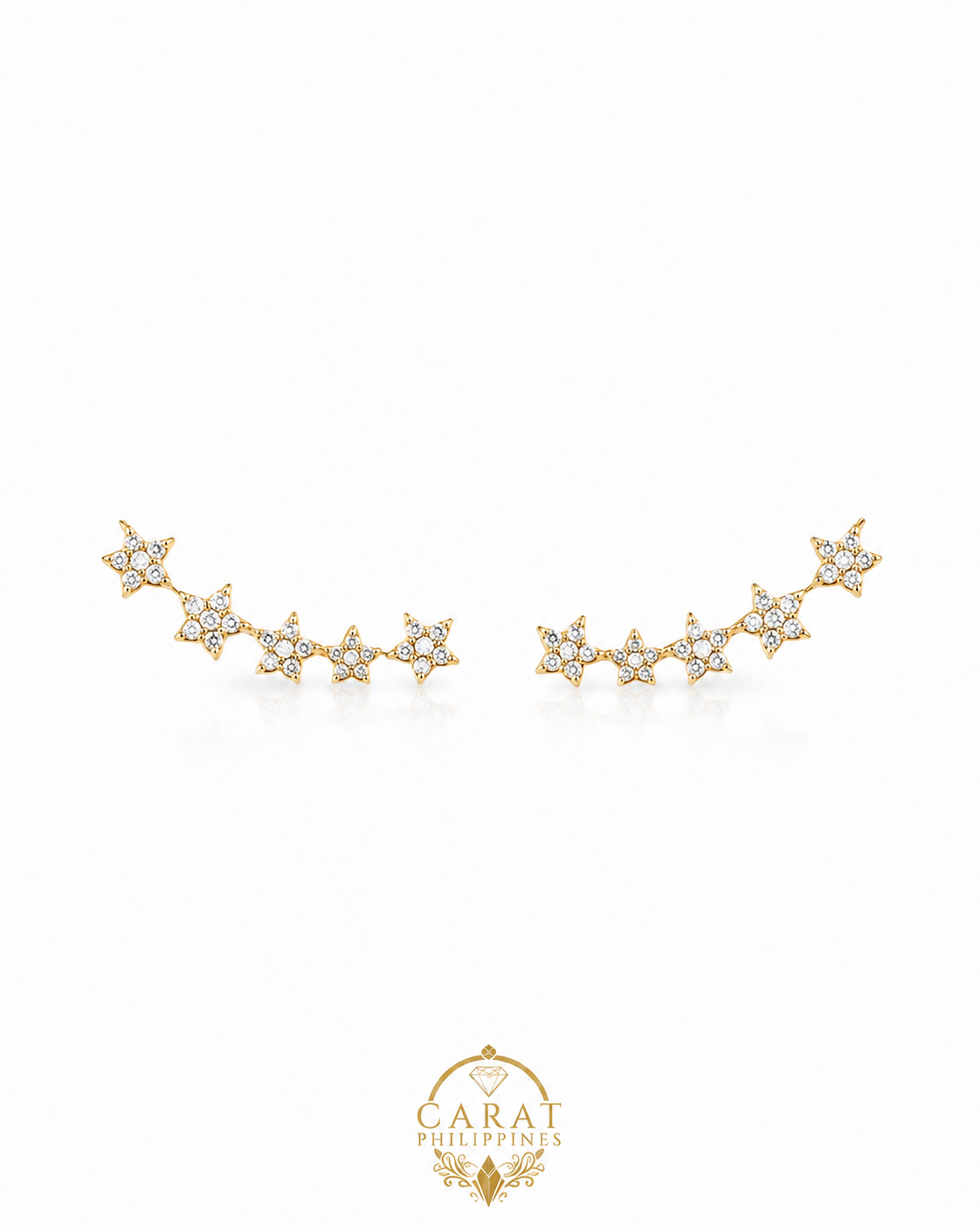 5-Star Diamond Ear Climbers in 14K Yellow Gold