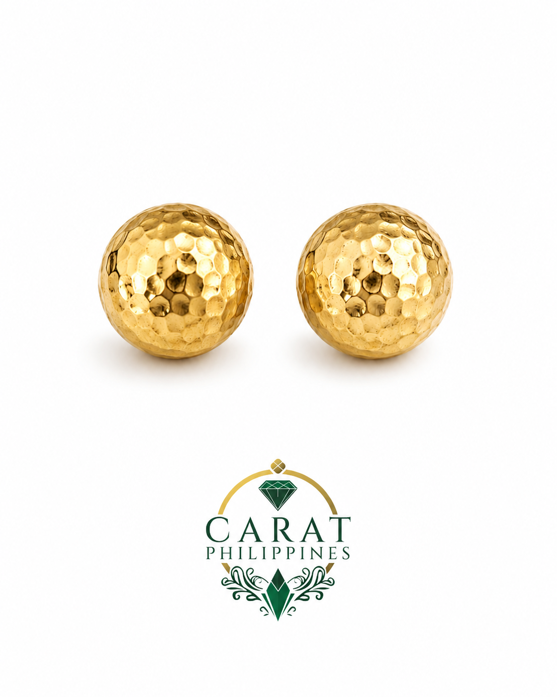 Artisan Hammered Button Studs | 14K Yellow Gold
