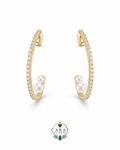 Freshwater Pearl Hoops  in 14K Gold Diamond