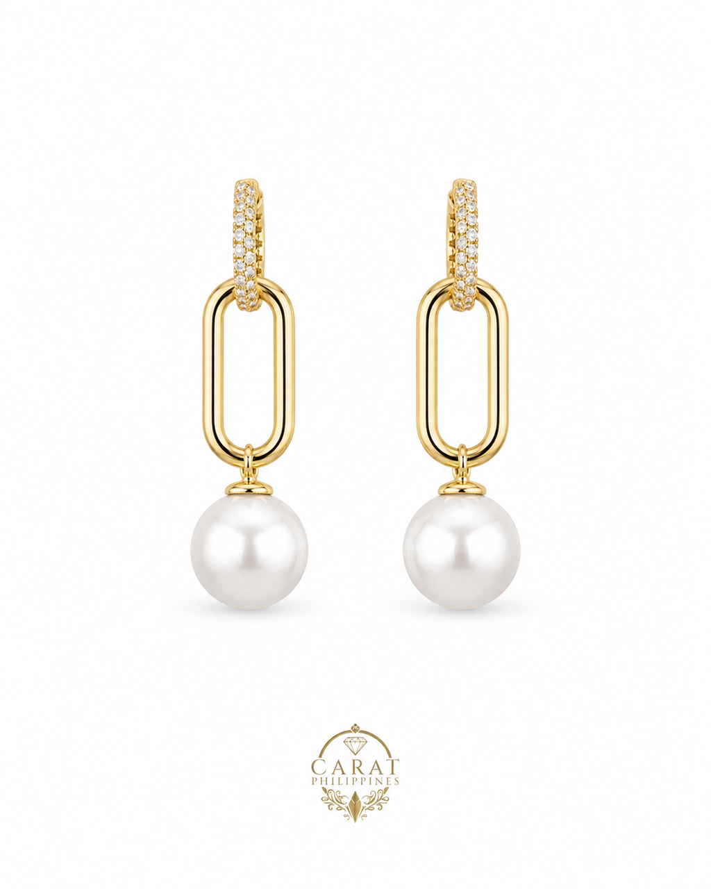 Aura Link Pearl & Diamond Drop Earrings
