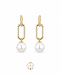 Aura Link Pearl & Diamond Drop Earrings