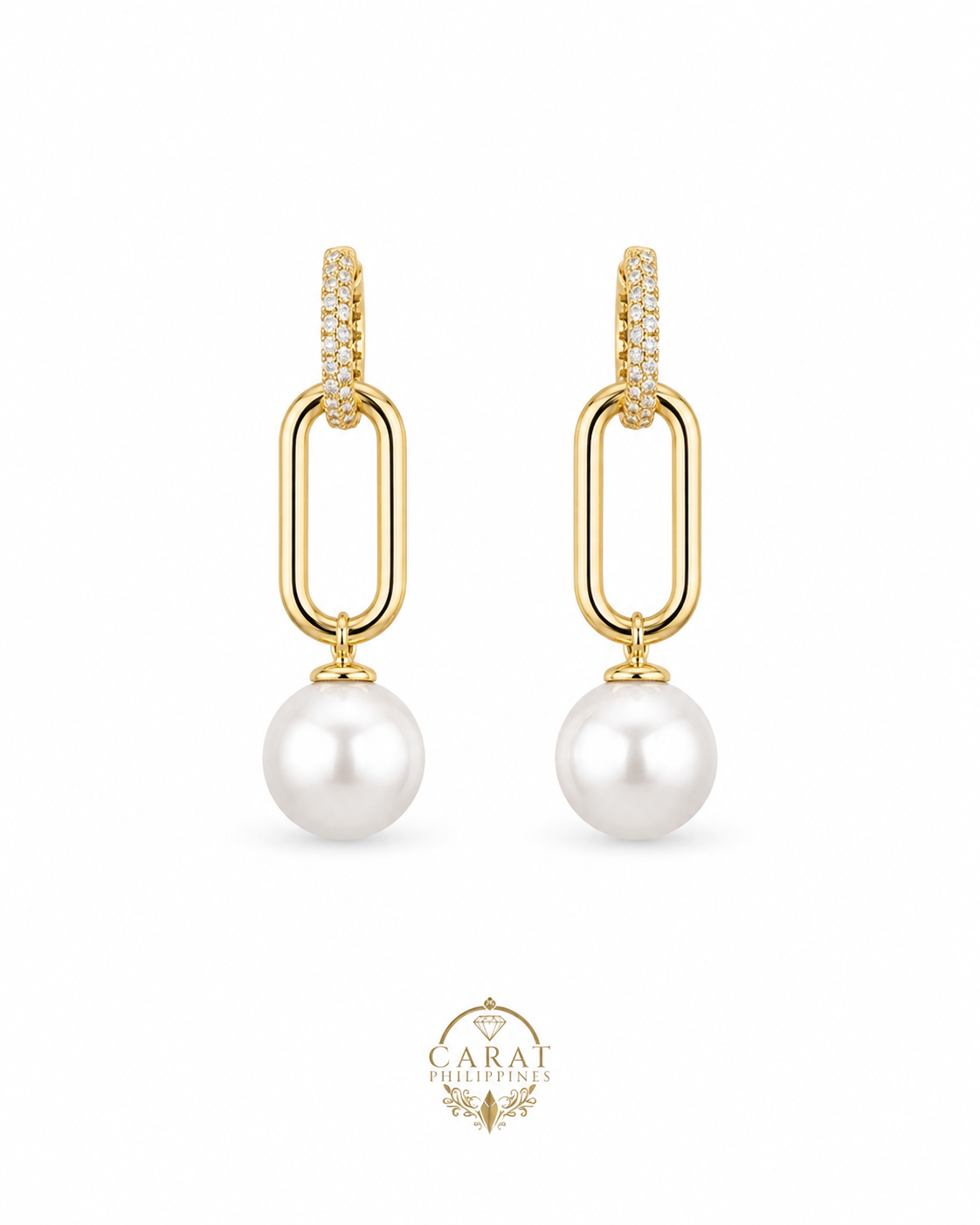 Aura Link Pearl & Diamond Drop Earrings