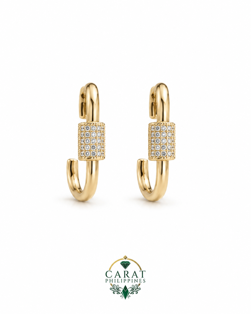 Luxe Lock Diamond Chain Hoop Earrings