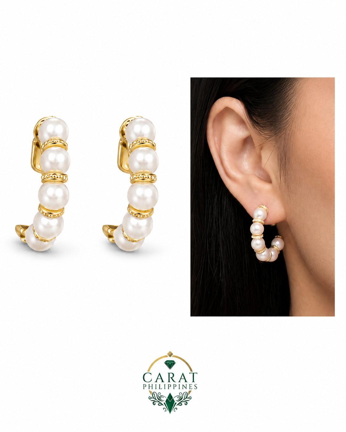 Classic Alternating Pearl & Diamond J-Hoop Earrings
