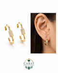 Luxe Lock Diamond Chain Hoop Earrings
