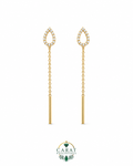 The Pear Pavé Threader Earrings Natural Diamonds in 14K Yellow Gold