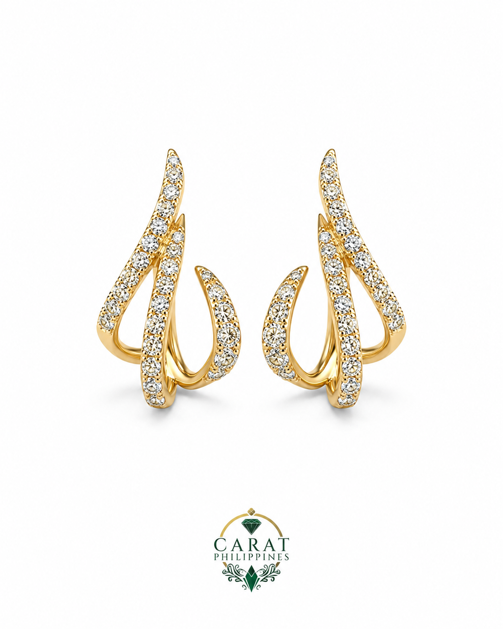 Diamond Triple Wave Statement Earrings