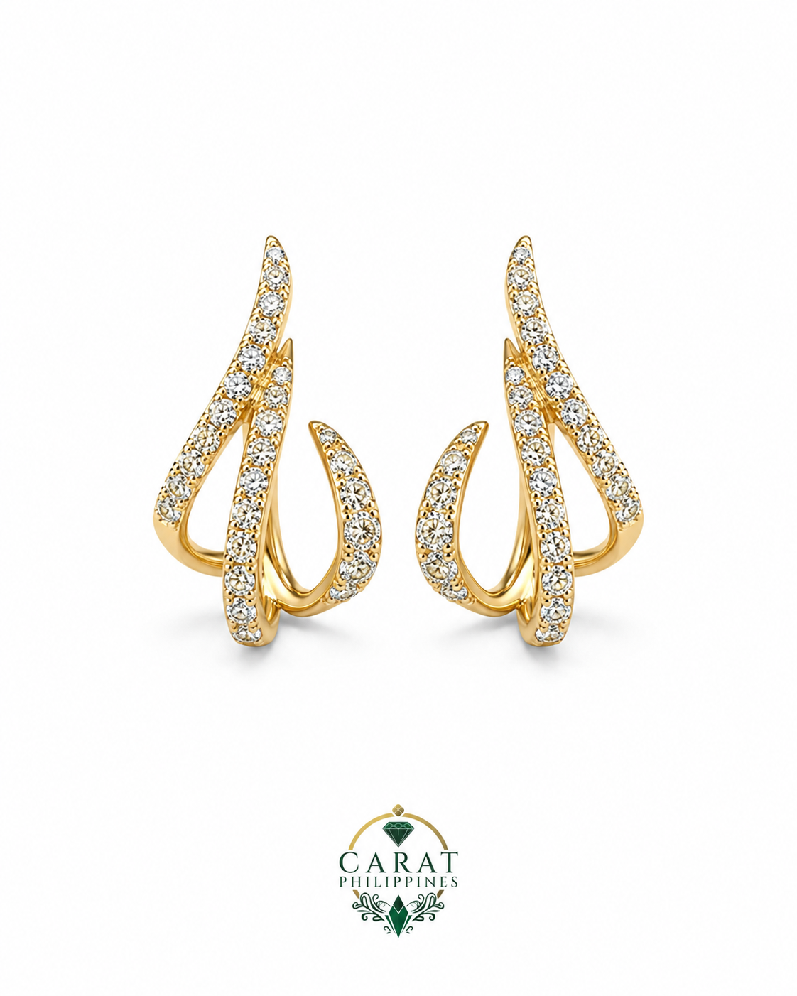 Diamond Triple Wave Statement Earrings