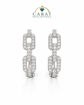 Diamond Chain Link Earrings in 14K White Gold