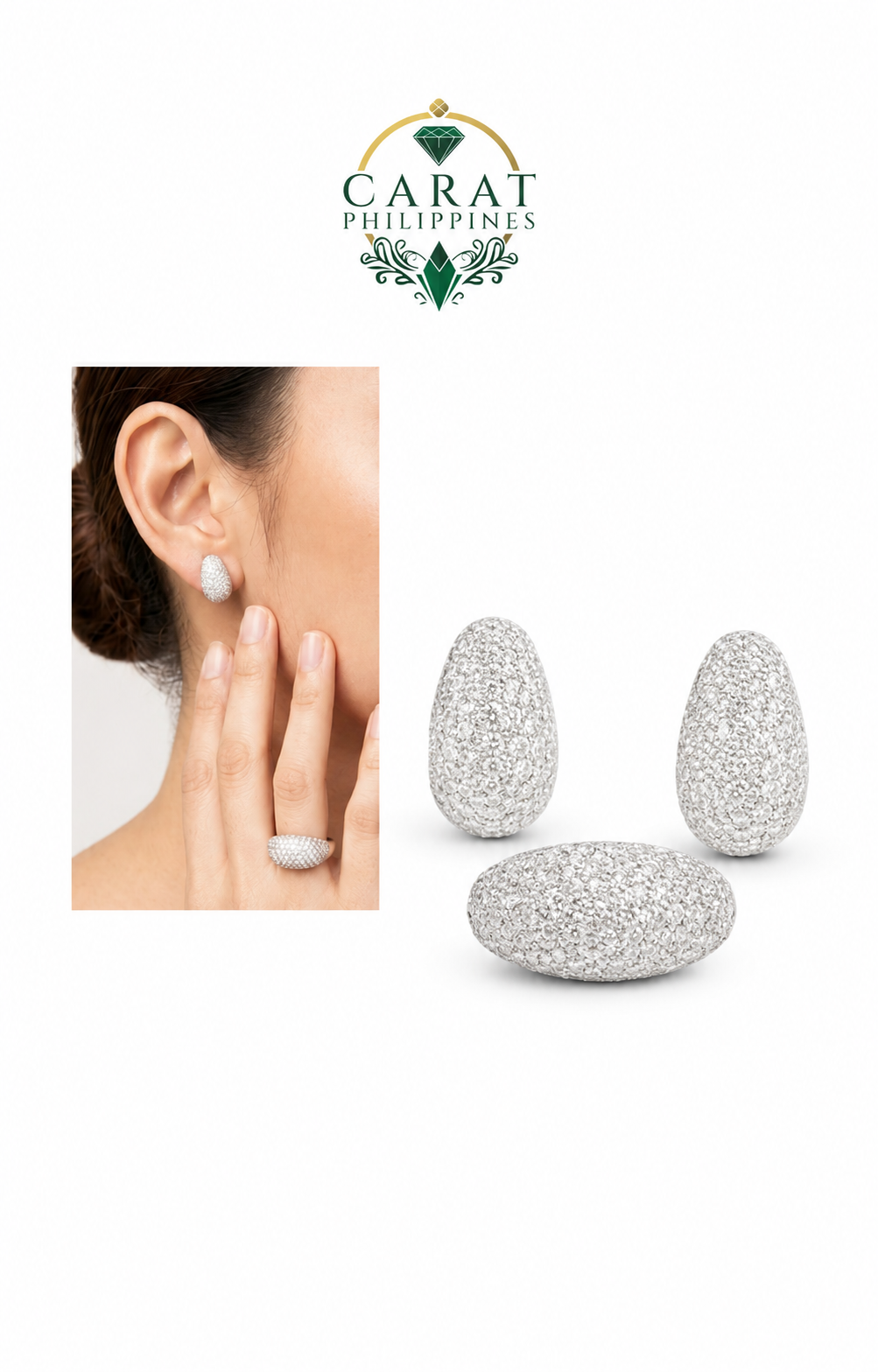 Luxe Pave Statement Set in 14K White Gold Setting Jewelry Set