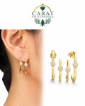 0.21 CTW Natural Diamond Pear & Round Hoop Earrings in 14K Yellow Gold