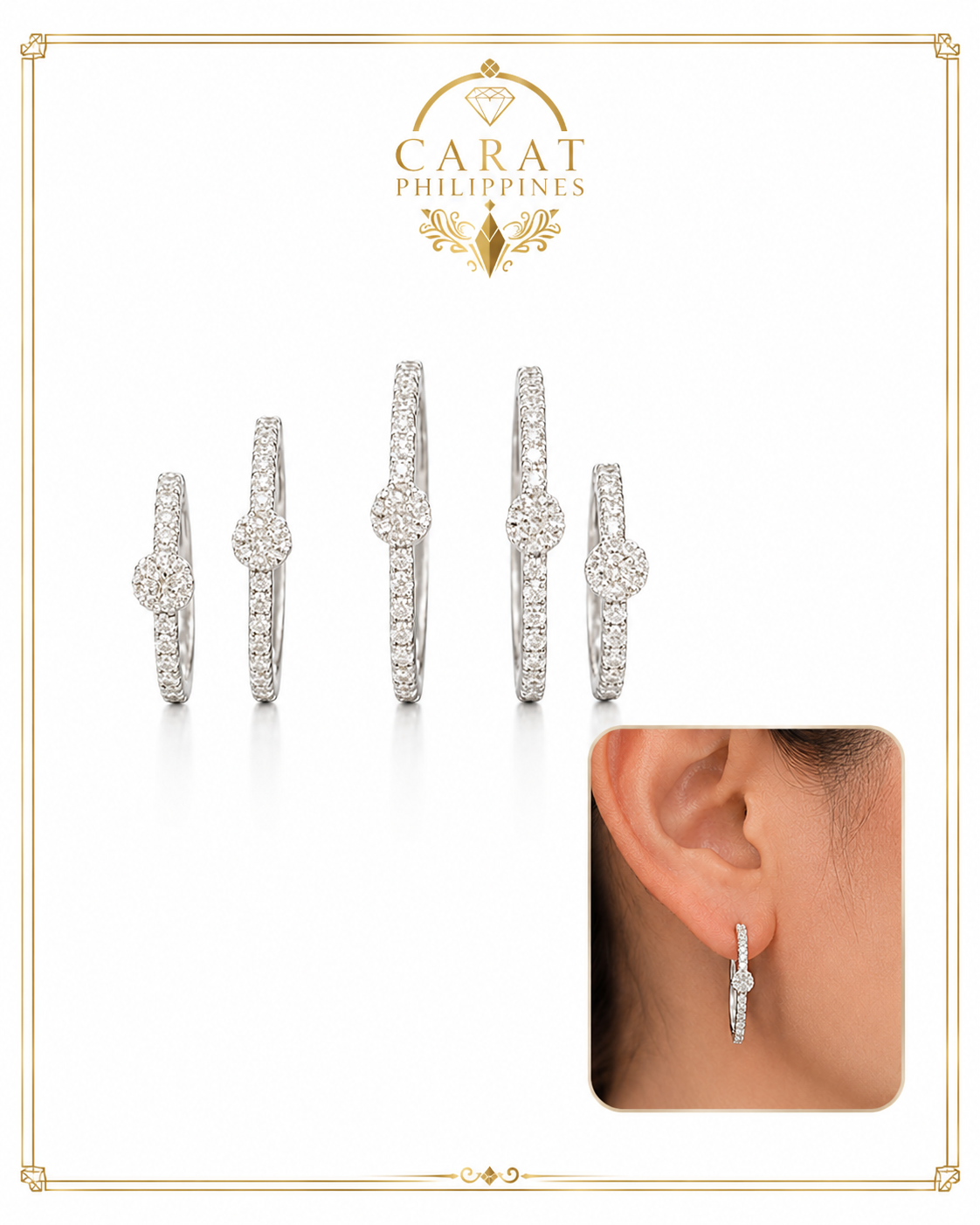 0.65 CTW Natural Diamond Hoop Earrings in 14K White Gold