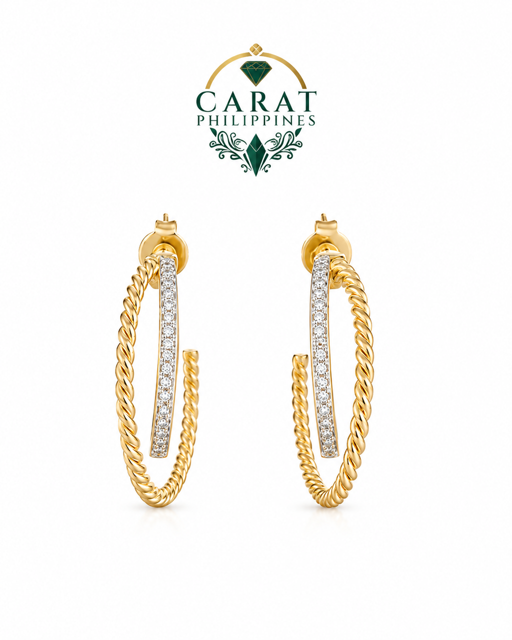 0.21 CTW Natural Diamond Spiral Hoop Earrings in 14K Gold