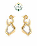 0.46 CTW Natural Diamond Geometric Link Drop Earrings in 14K Yellow Gold