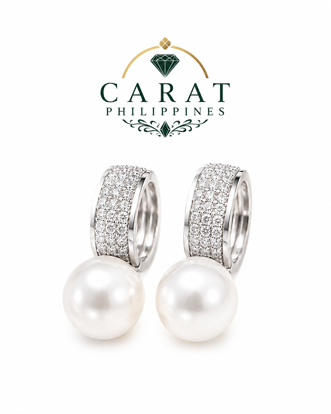 Diamond & Freshwater Pearl Hoop Earrings