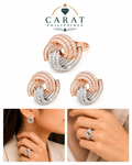 Natural Diamond Two-Tone Knot Ring & Earrings Set