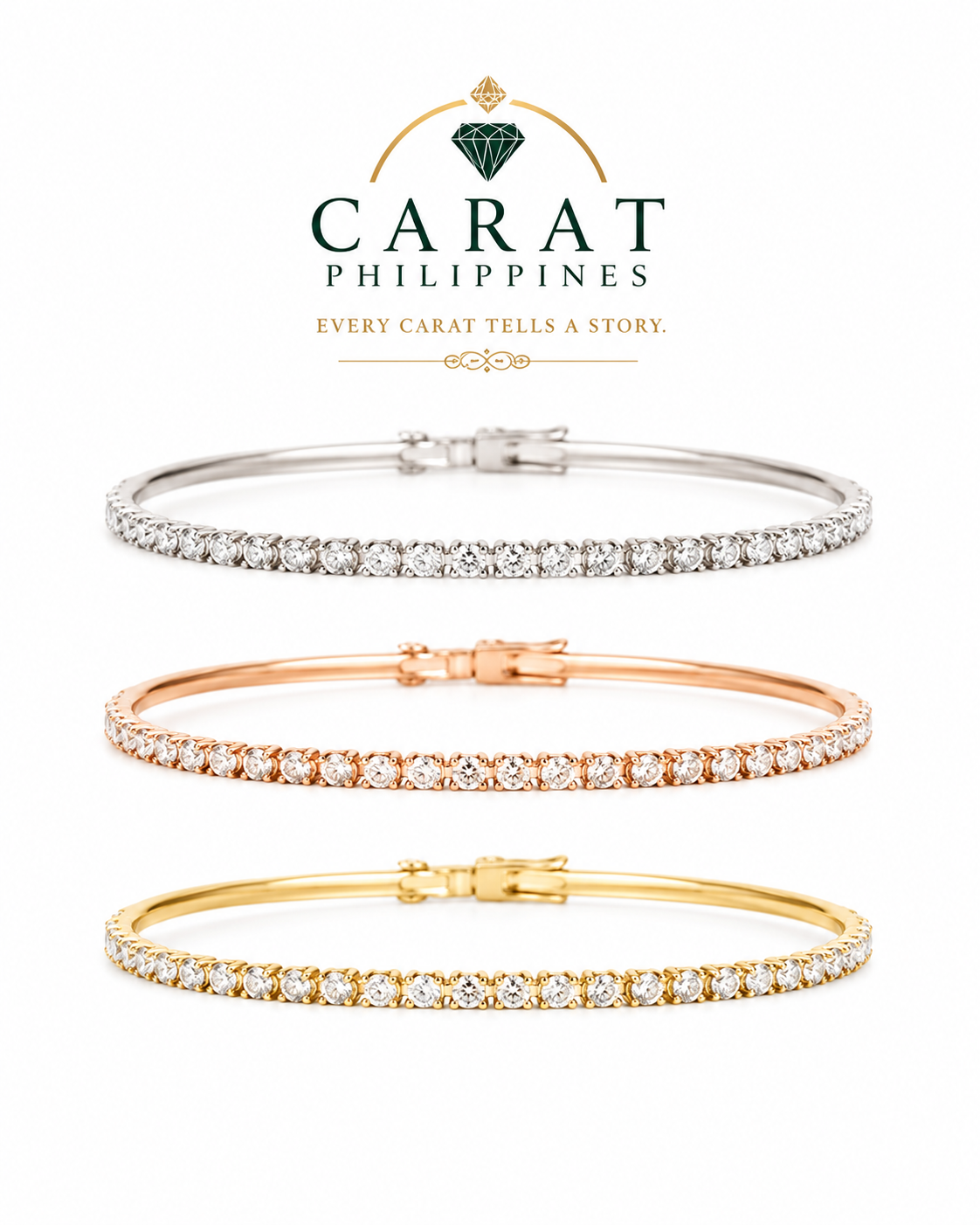 Tri-Color Natural Diamond Bracelet Collection | 14K Gold