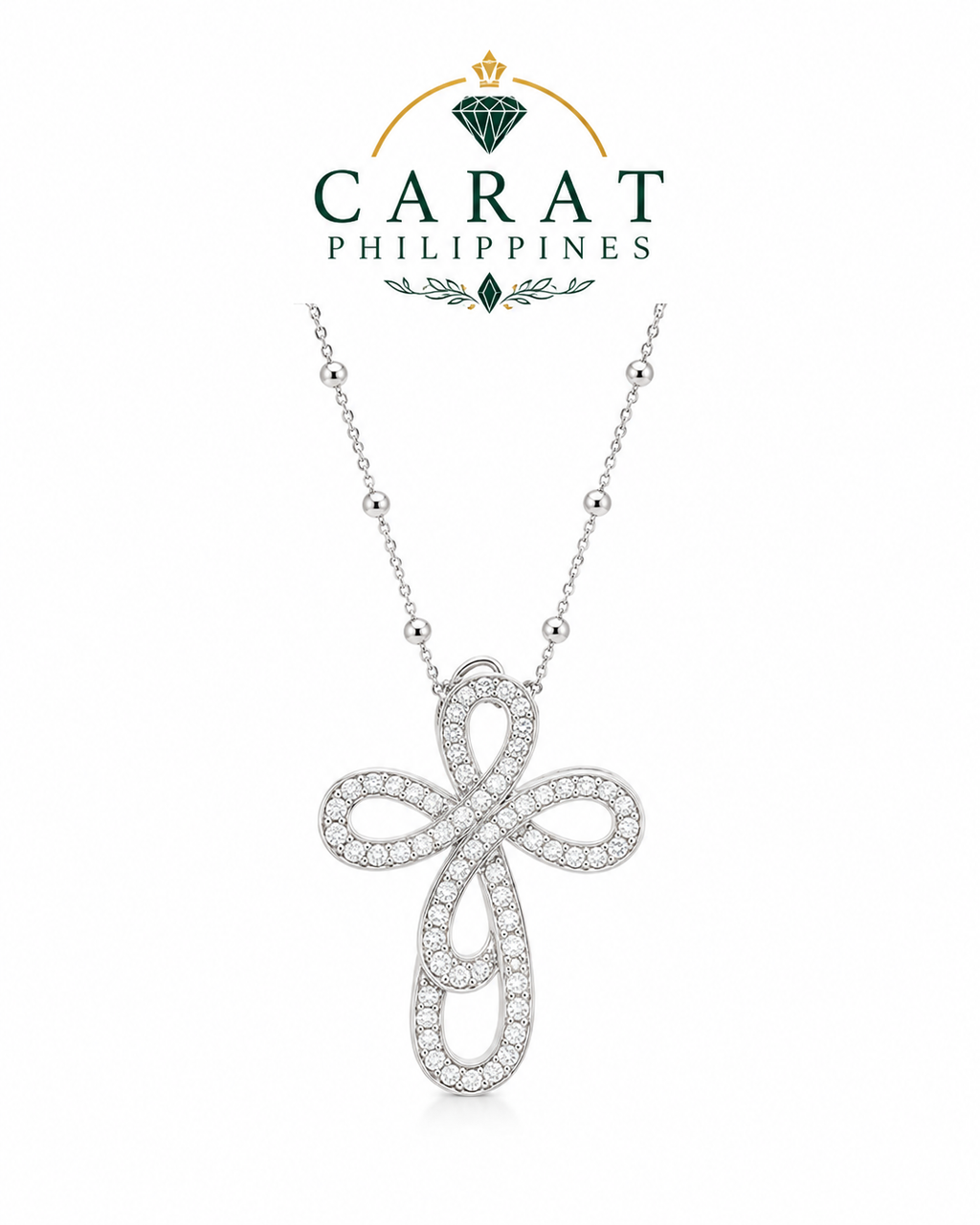 Natural Diamond Ribbon Pendant Necklace in 14K White Gold