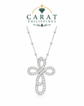 Natural Diamond Ribbon Pendant Necklace in 14K White Gold