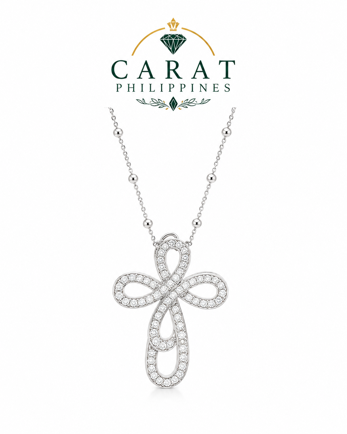 Natural Diamond Ribbon Pendant Necklace in 14K White Gold