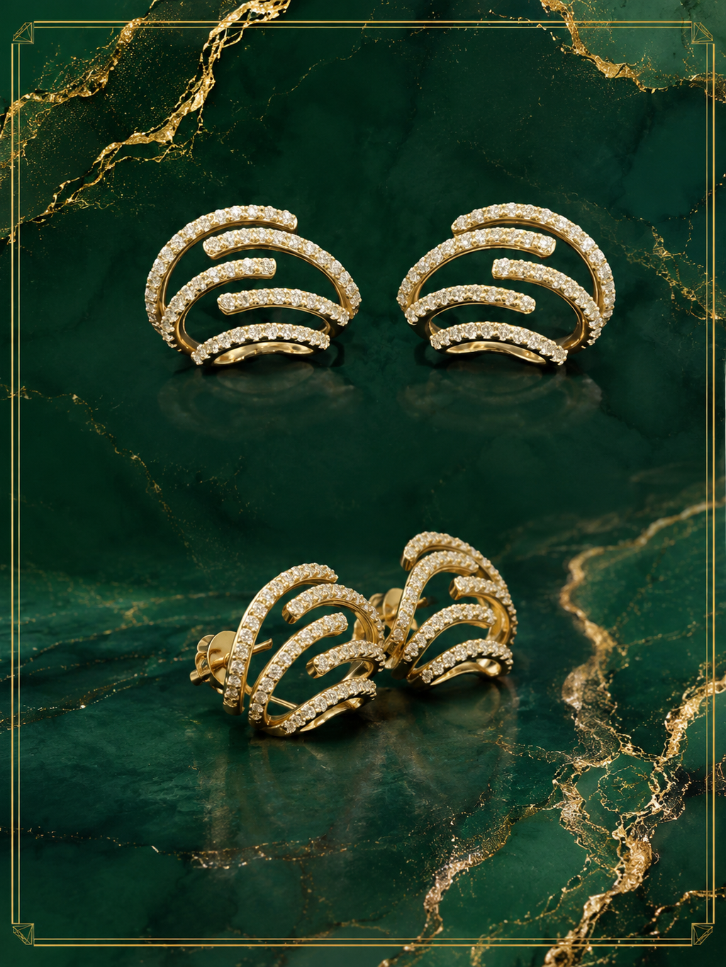 Maze Diamond Earrings in 14K Yellow Gold – 0.60 CTW Natural Diamonds