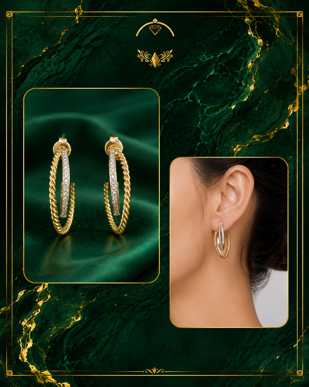 0.21 CTW Natural Diamond Spiral Hoop Earrings in 14K Gold