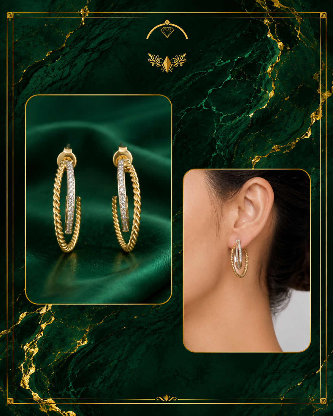 0.21 CTW Natural Diamond Spiral Hoop Earrings in 14K Gold