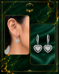 Natural Diamond Heart Dangle Earrings 1.09 CTW in 14K White Gold