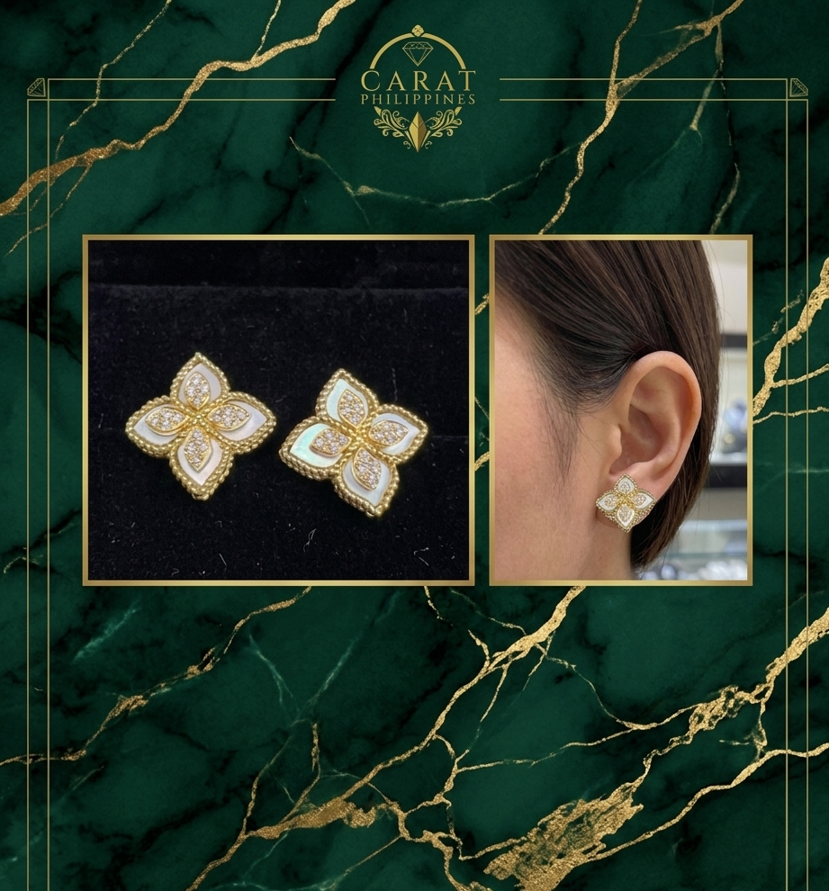 14K Yellow Gold Mother of Pearl & 0.48ctw Diamond Clover Stud Earrings