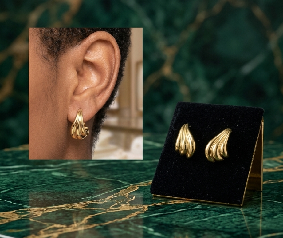 14K Sculpted Gold Fashion Earrings