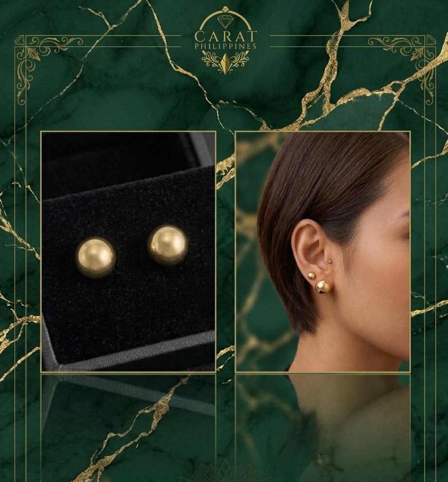 14K Yellow Gold 10mm Ball Stud Earrings