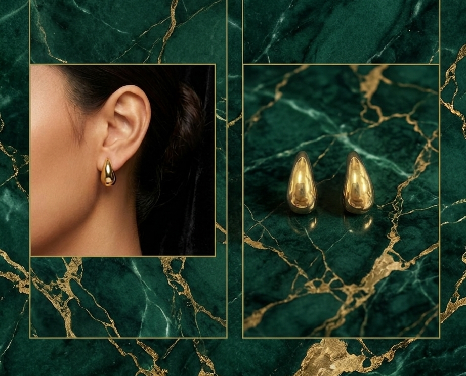 Chunky Drop Earrings  14K Yellow Gold