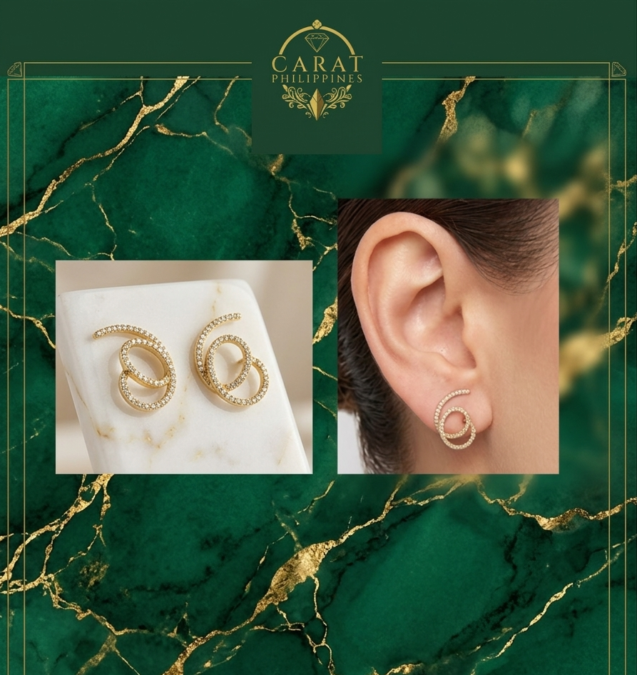 Natural Diamond Spiral Stud Earrings