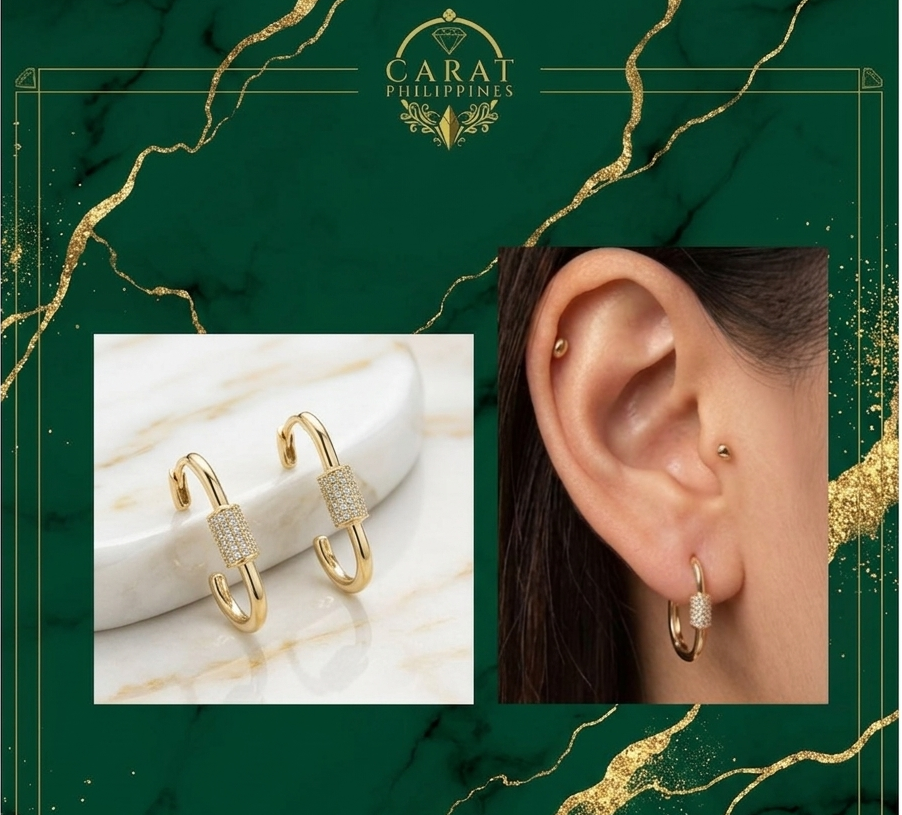 Luxe Lock Diamond Chain Hoop Earrings