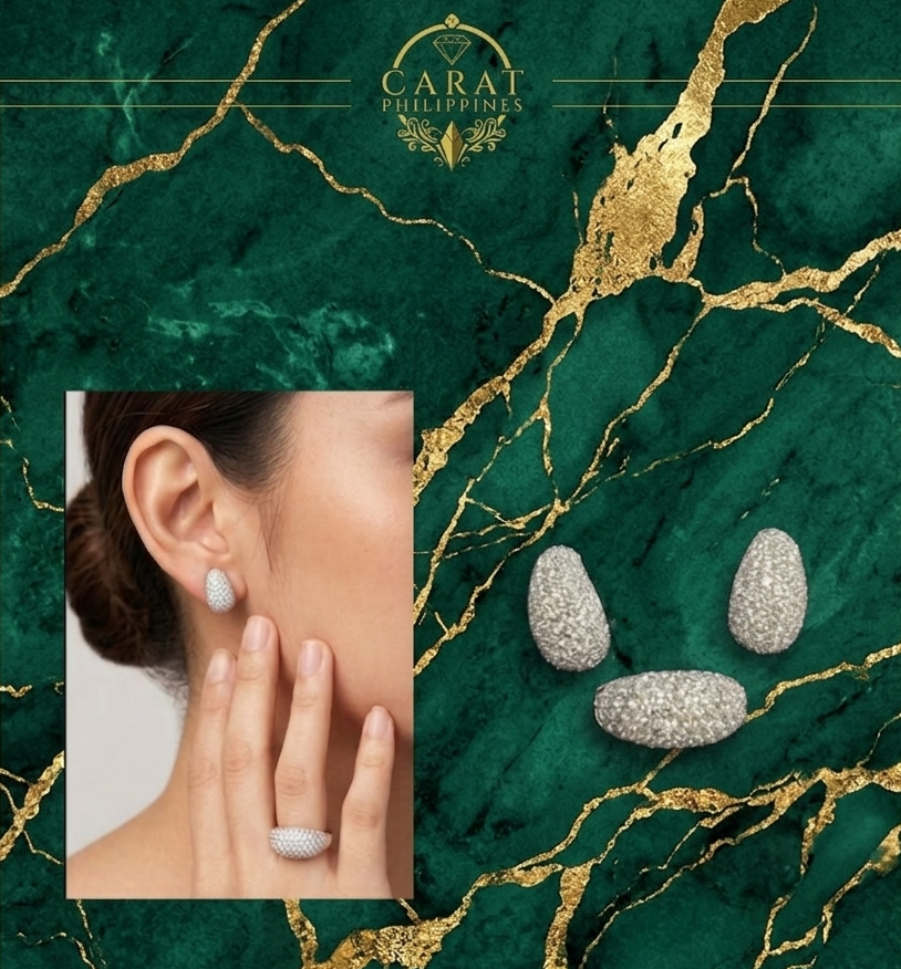 Luxe Pave Statement Set in 14K White Gold Setting Jewelry Set