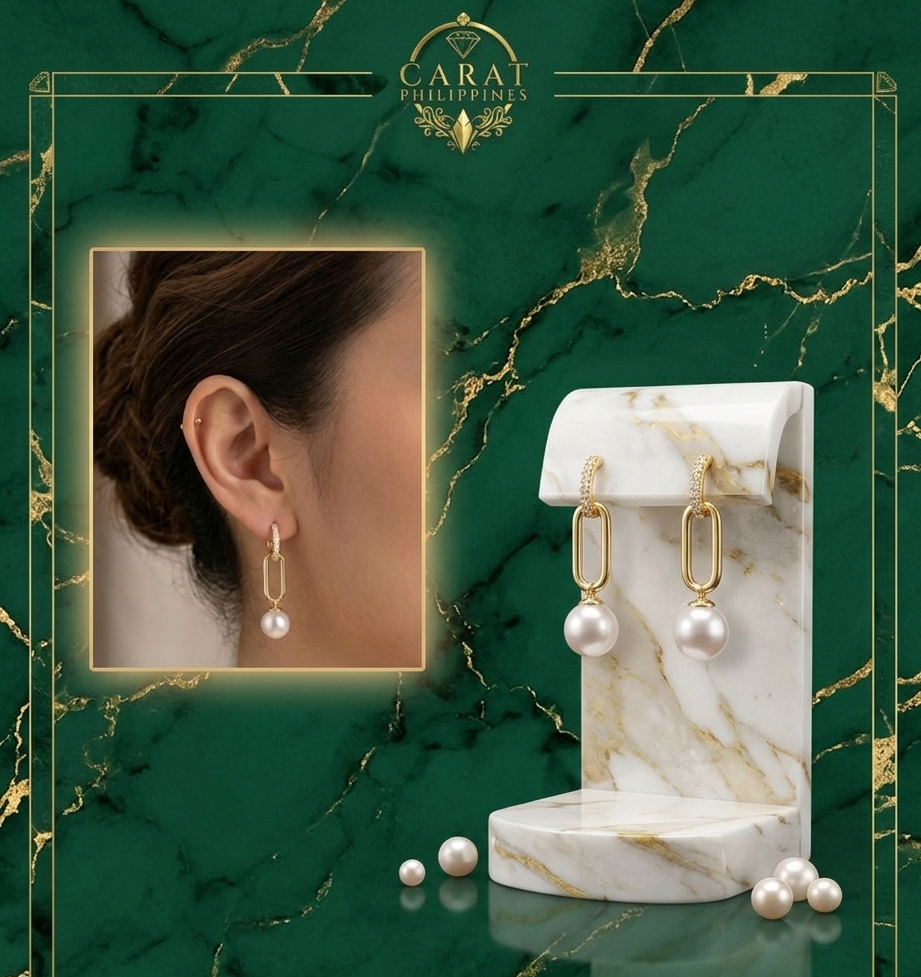 Aura Link Pearl & Diamond Drop Earrings