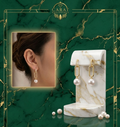 Aura Link Pearl & Diamond Drop Earrings