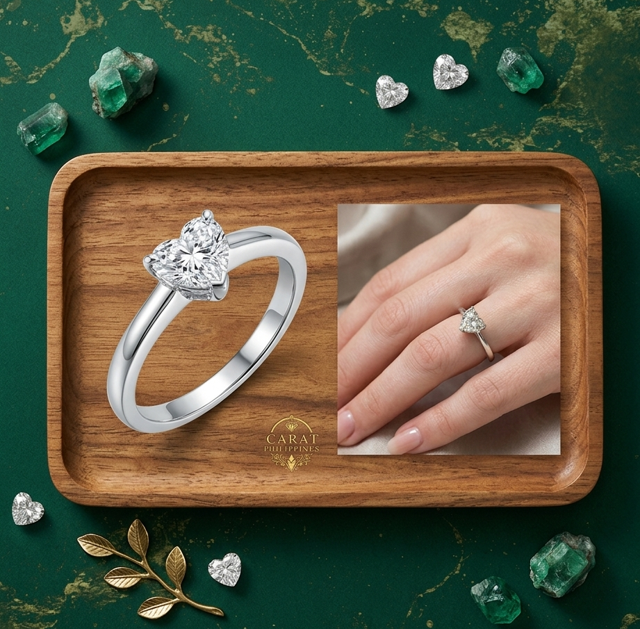 The Heart Diamond Solitaire Ring in White Gold